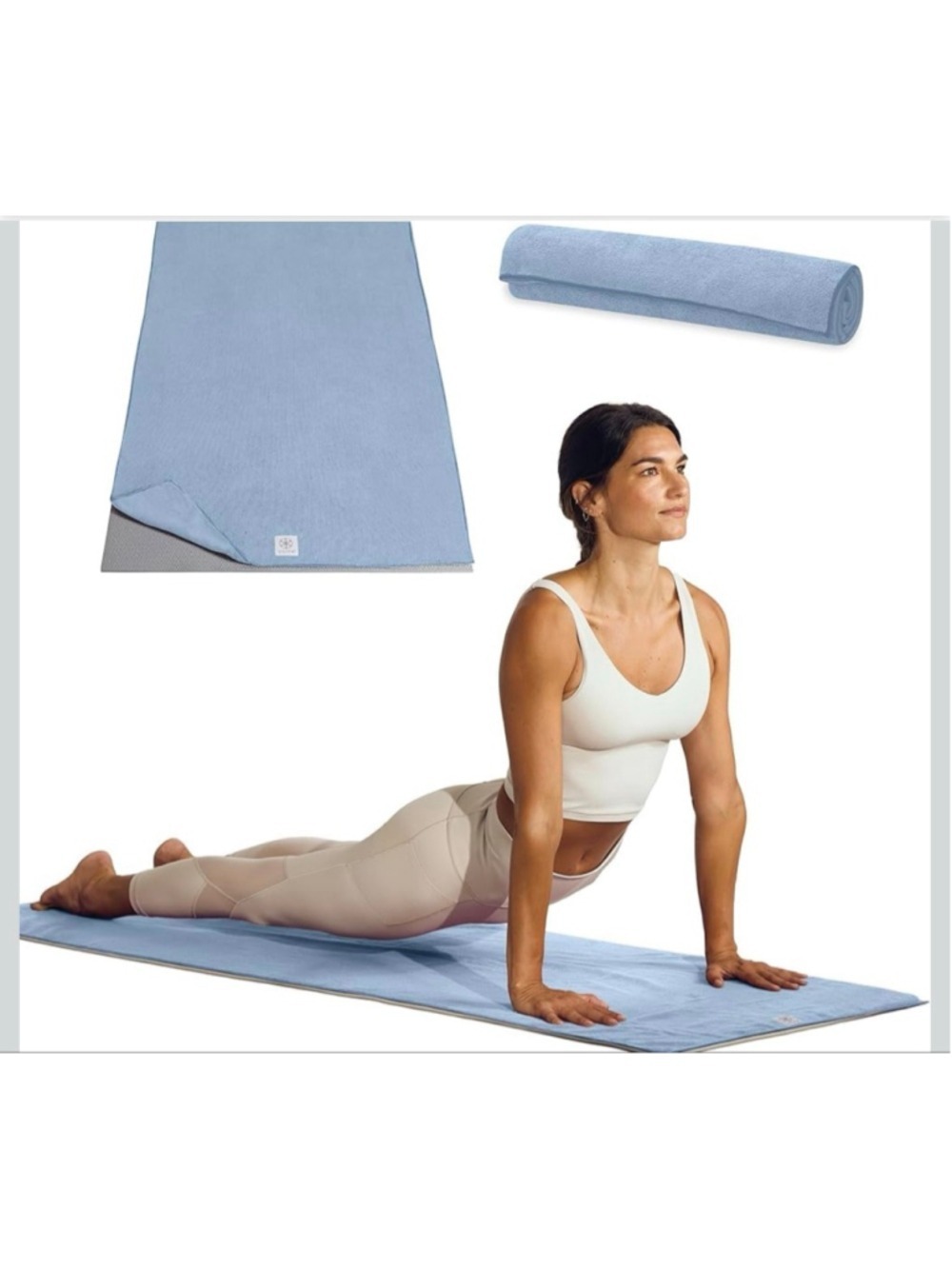 Gaiam Yoga Mat Towel Microfiber Mat-Sized for Hot Yoga in Blue One Size